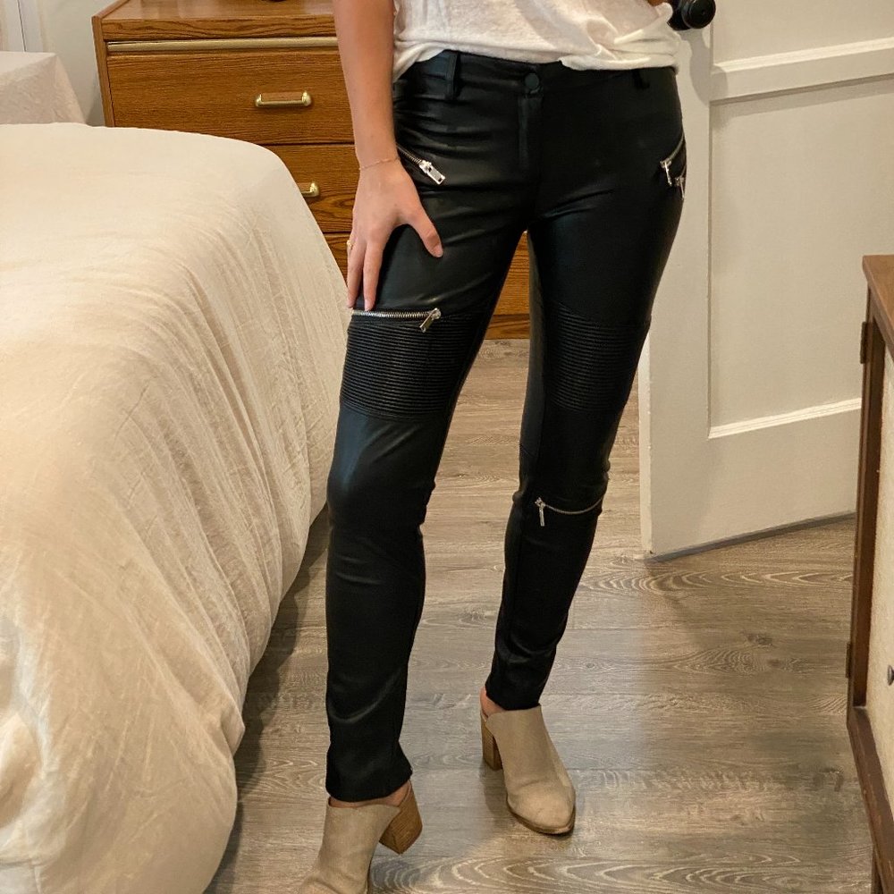 Zara Vegan Leather Moto Pants